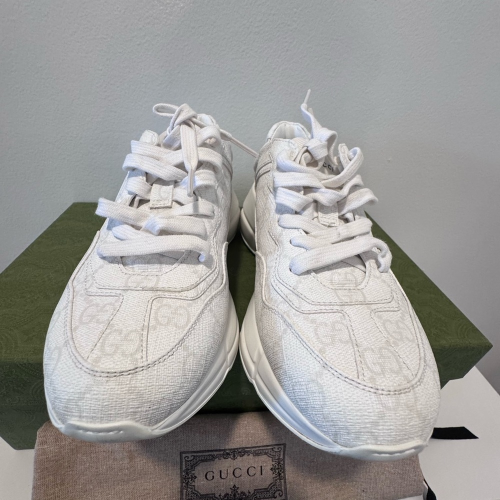 Gucci White Rhyton Logo Canvas Lace-Up Sneakers size 36 - Picture 12 of 12